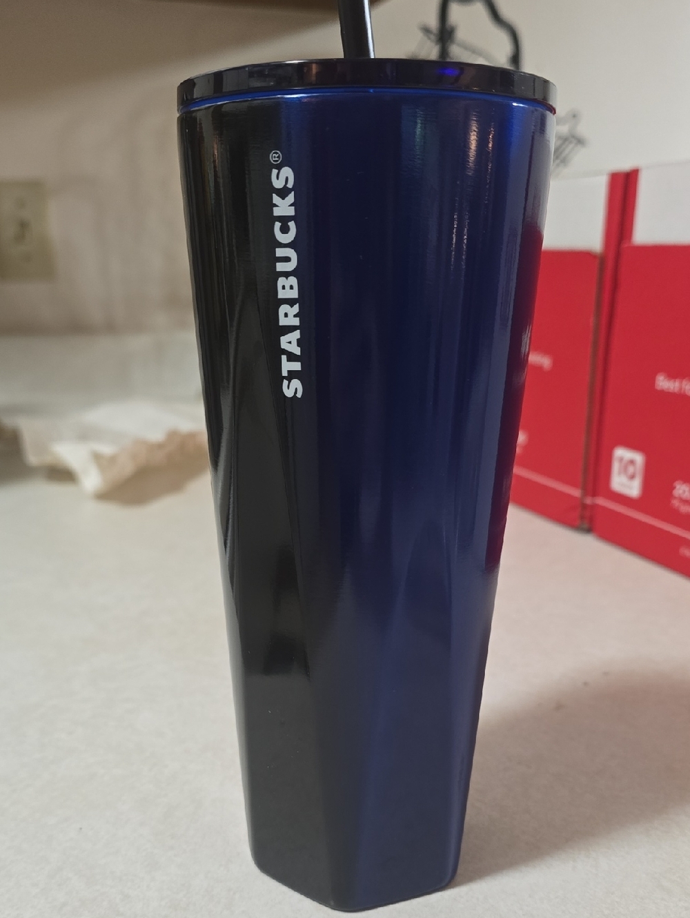 Starbucks Metallic Navy Blue & Black Travel Tumbler